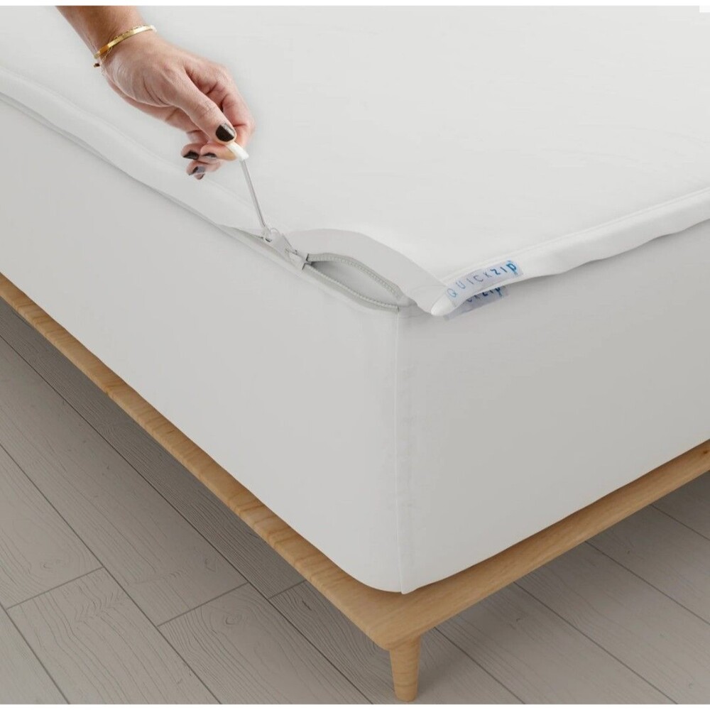 Quick Zip BEDDING Fitted RV Queen Short Sheet Base & ZipOn Sheet Sateen W/Extra